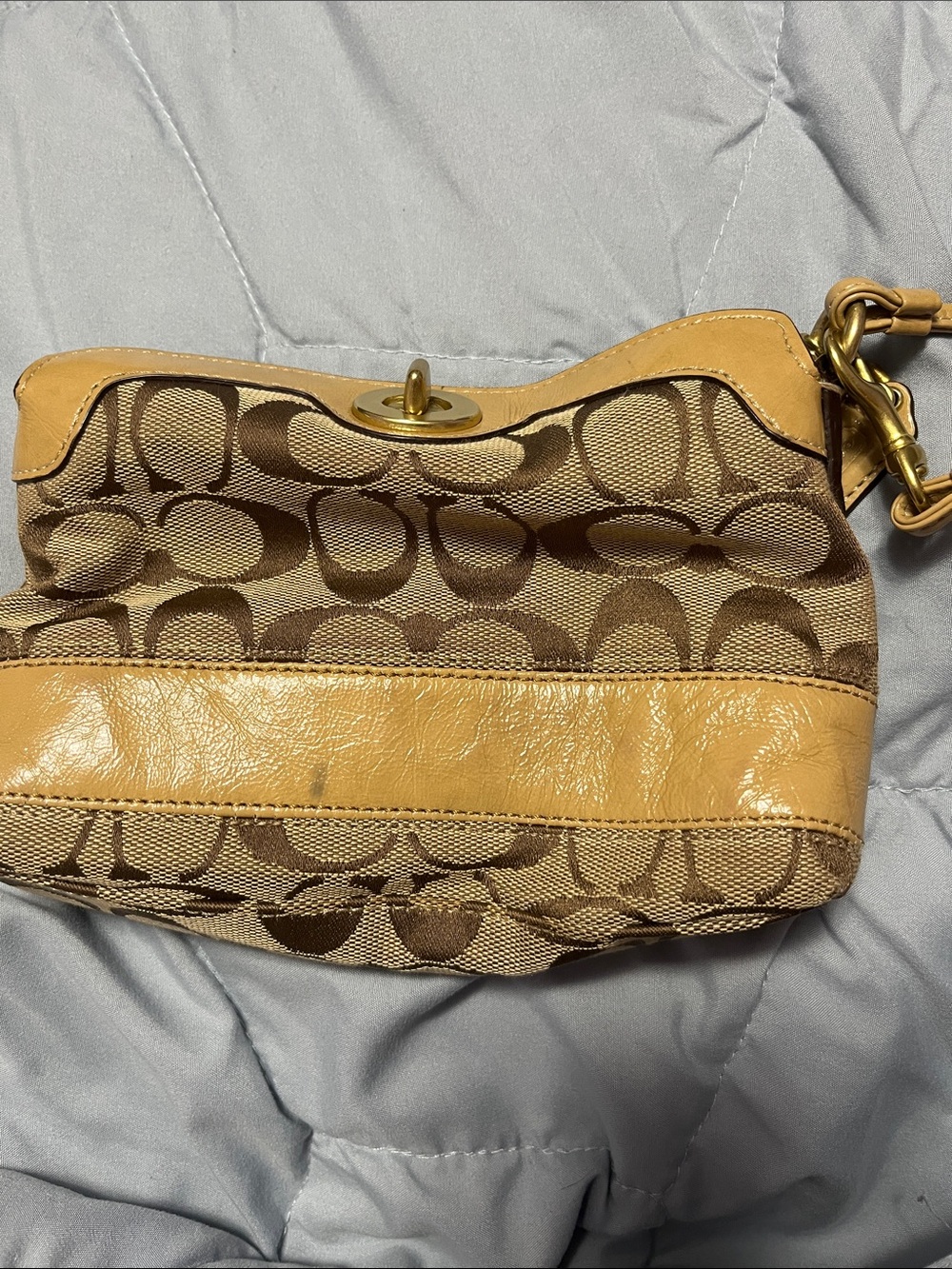 Coach Signature Canvas Wristlet in Tan Brown - Picture 4 of 4